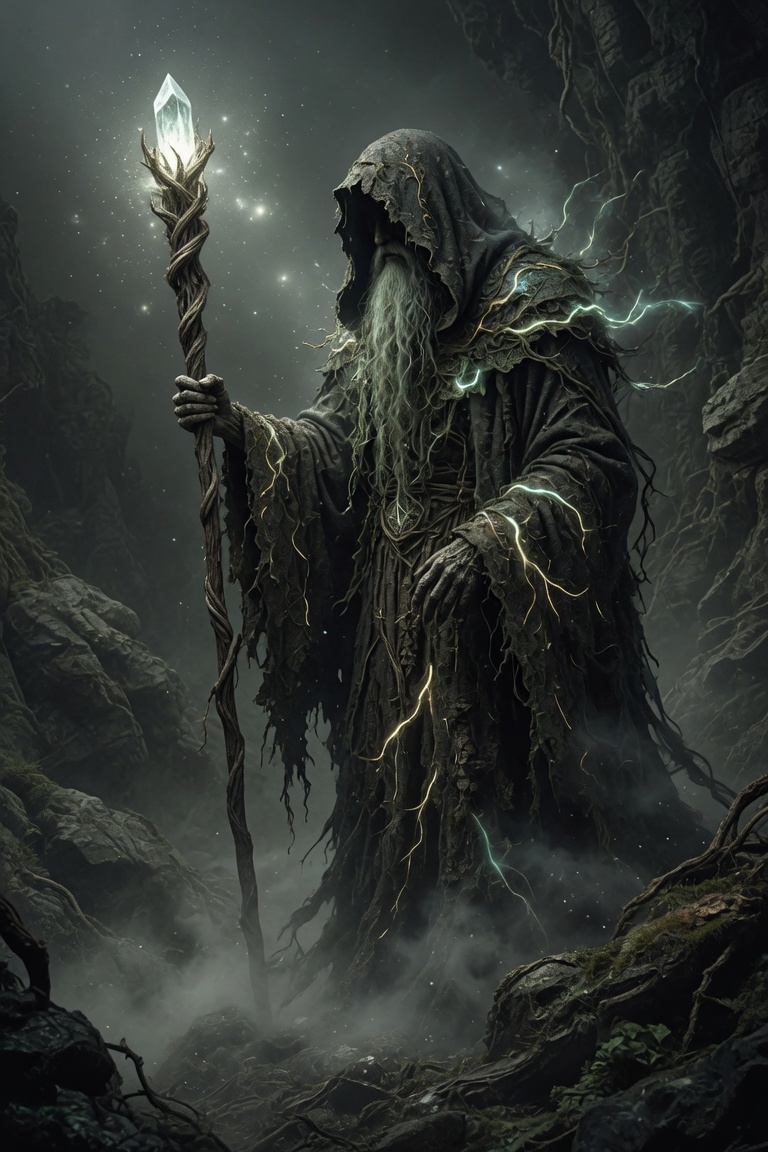 The Hermit tarot card from the Elementals deck: the solitary lantern-bearer of the tarot, the card of stepping back from social media noise to see by your own light