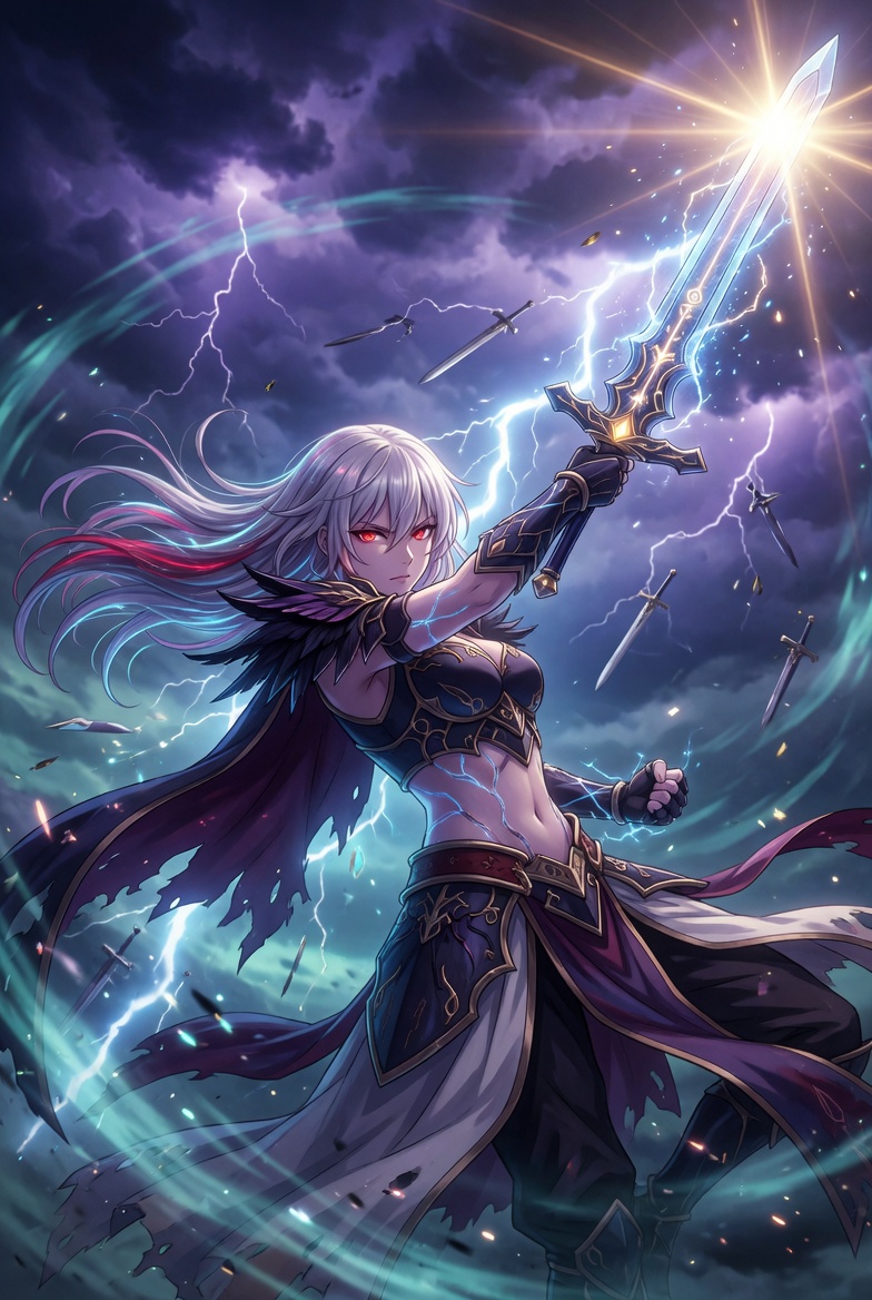 The Ace of Swords tarot card: a single sword raised blazing against a storm of lesser blades, the tarot card of clarity that cuts through noise, the spirit of testing a reading against paper